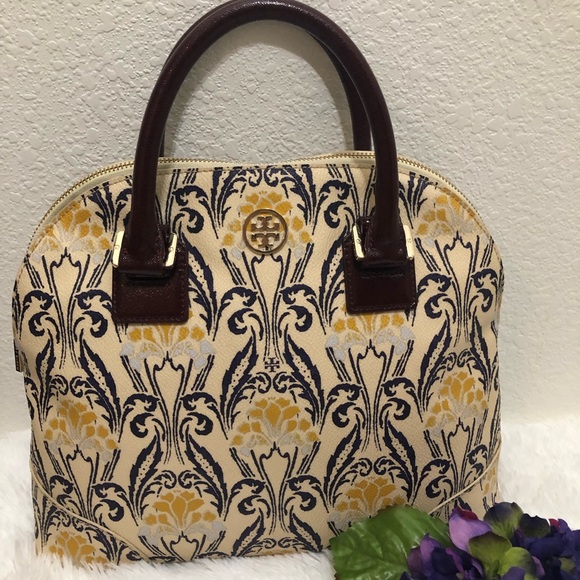 Tory Burch Handbags - TORY Burch Robinson Ivory floral lattice handbag